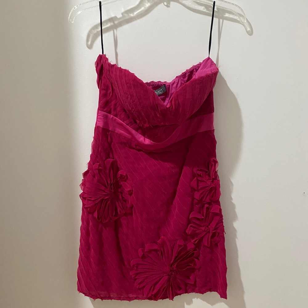 Pink strapless mini